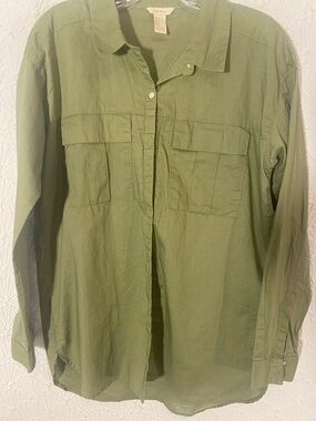 Forever 21 Olive Green Military Shirt Jacket Size small layers Earthy Rustic